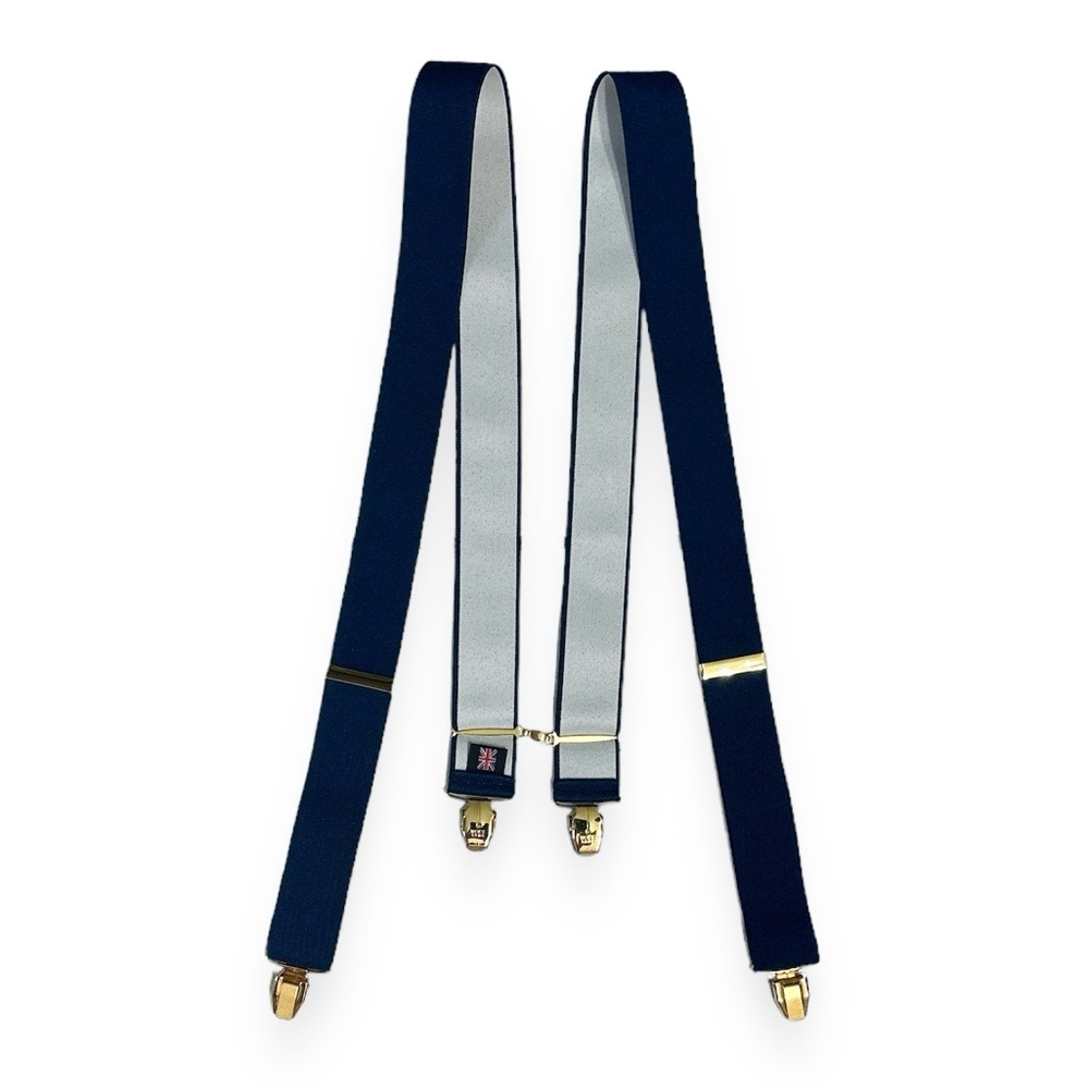 ALBERT THURSTON Navy Blue Elastic Adjustable Suspenders Bracers